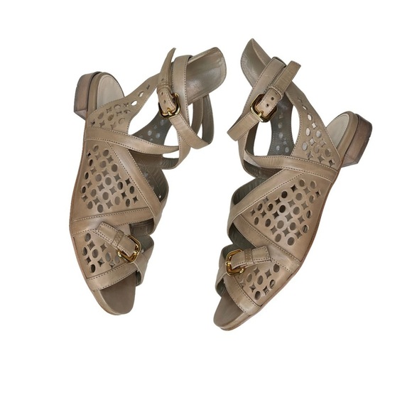 Prada Tan Leather Ankle Strap Gladiator Sandals - Picture 4 of 8